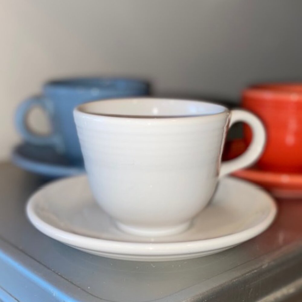 Fiestaware Cup & Saucer Set - White, cirac 1998 production